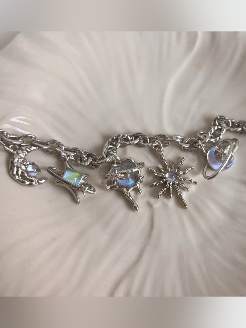 Silver Iridescent Planet Charm Bracelet - Women Jewelry